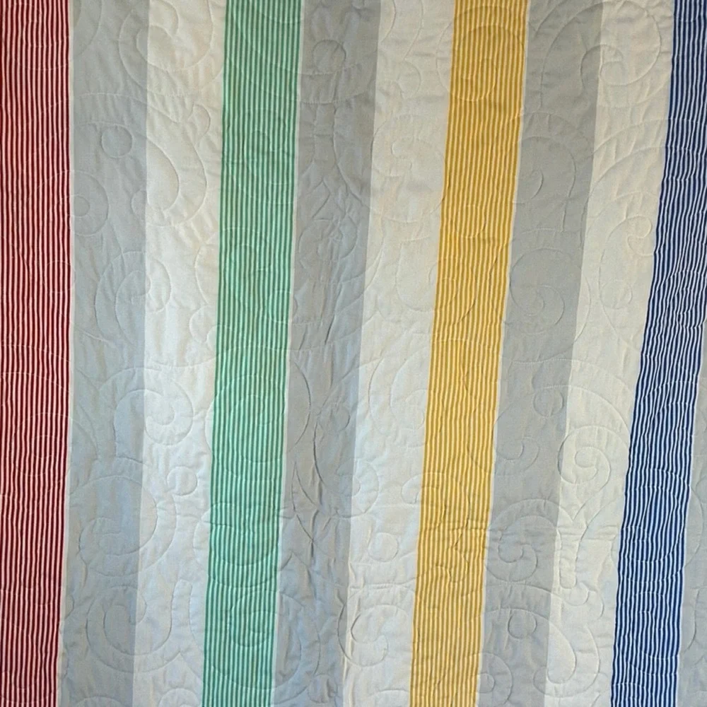 Handmade Multicolor Checkerboard Quilt - Red Border